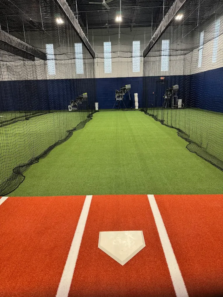 Turf training field with batting cages